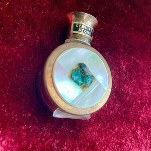 Vintage mini Glass Encased In Brass Perfume Bottle